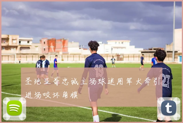 圣地亚哥忠诚主场球迷用军犬牵引进场咬坏角旗